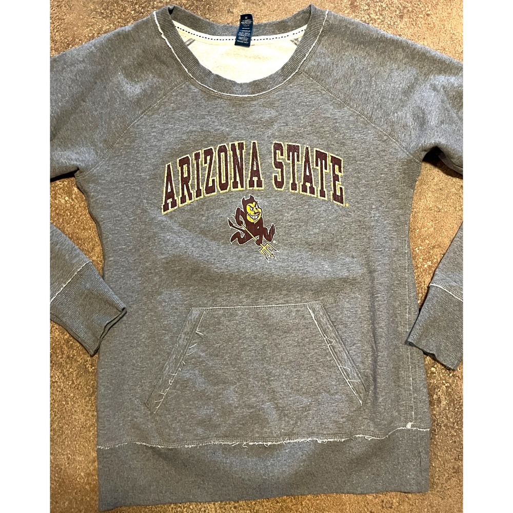 New Agenda Arizona State Sun Devils Sweatshirt Women XL Gray Crewneck Pullover